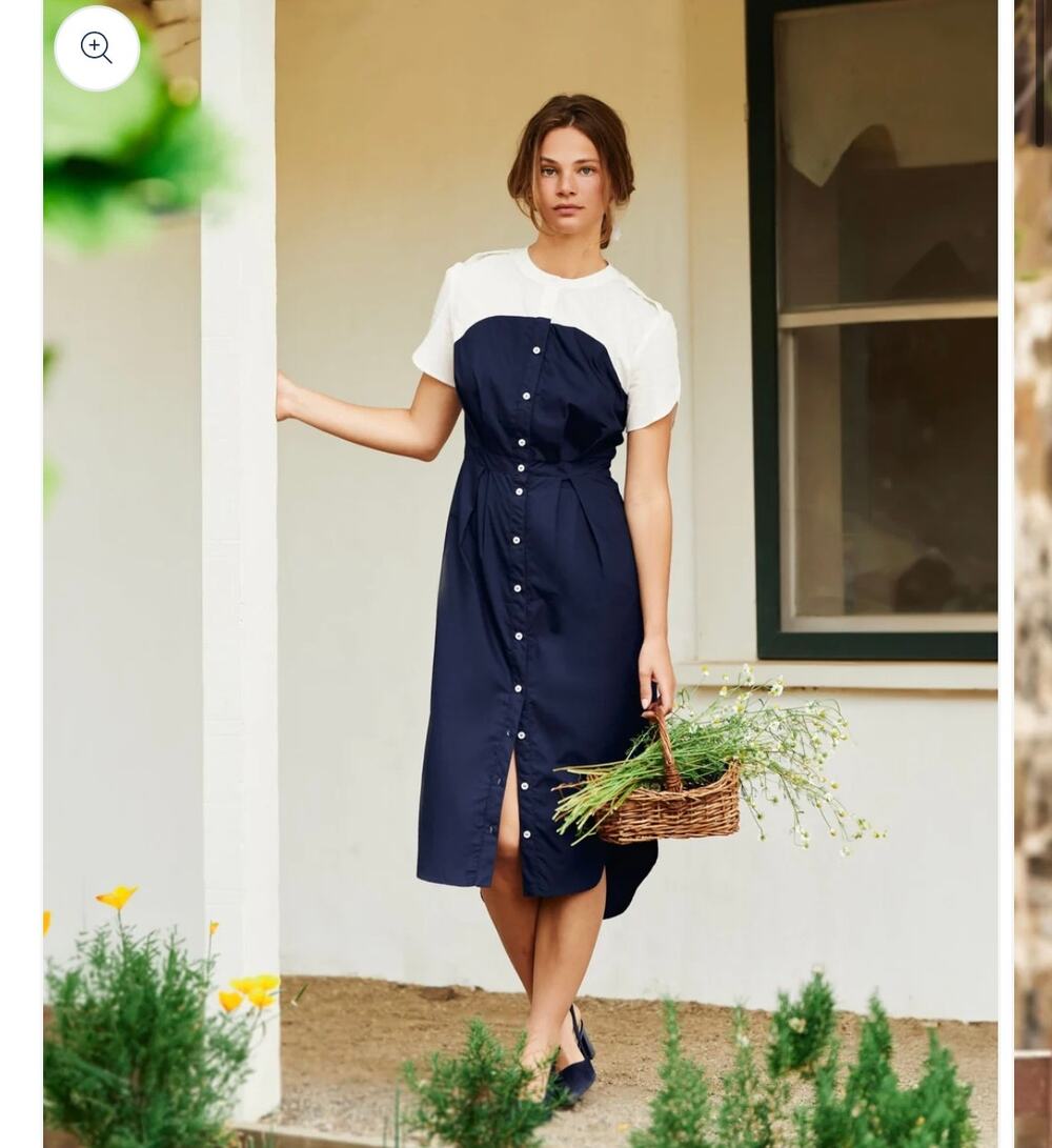 Major Blue The Major Blue Midi Dress Button Down Navy Women's Size S